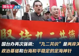 国台办再次强调：“九二共识”是两岸关系发展的政治基础和台海和平稳定的定海神针