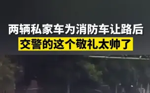 两辆私家车为消防车让路后 交警的这个敬礼太帅了 点赞