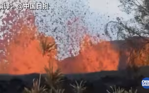 夏威夷居民在自家花园“观赏”火山爆发 熔岩喷出比树高