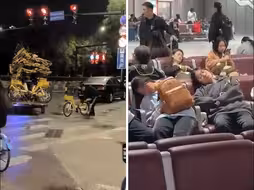 郑州大学生夜骑开封后续：调度车凌晨忙晕 高铁站内大学生睡成一片