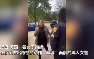 实拍：美女子做出怪异动作羞辱黑人女警 嚣张逃跑反被