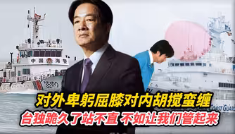 对外卑躬屈膝对内胡搅蛮缠，台独跪久了站不直，不如让我们管起来