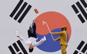 韩国民众纪念日本投降77周年：当街表演“痛打”日军