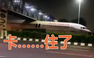 无奇不有！印度一飞机被“卡”在机场附近高速公路天桥下