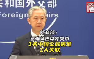 外交部：3名中国公民在巴以冲突中遇难 2人失联