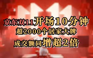 京东双11开场10分钟，超2000个居家大牌成交额同增超2倍