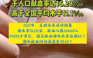 兰州市连续八届荣获“全国无偿献血先进市”