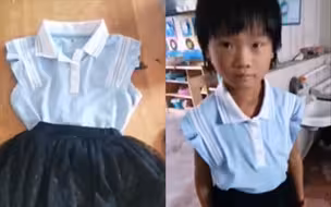 女孩家庭贫困没有新校服穿 老师用旧衣服改造特制校服 网友怒赞