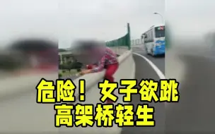 危险！女子欲跳高架桥轻生 公交司机与乘客紧急救人