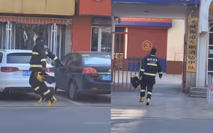 消防员出警归来蹦蹦跳跳回消防队 网友：可爱的人都上交给国家了