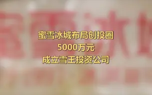 蜜雪冰城布局创投圈，5000万成立雪王投资公司
