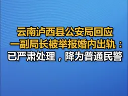 云南泸西县公安局回应一副局长被举报婚内出轨：已严肃处理，降为普通民警