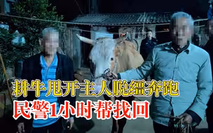耕牛脱缰奔跑民警1小时帮大爷找回，大爷热情邀请民警来家吃饭