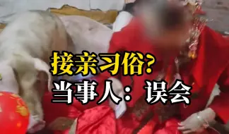 接亲习俗“猪压床”？真相：婚礼当天放鞭炮，“二师兄”慌不择路跑上床，新娘被家人抱着笑成一团