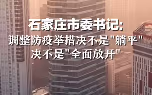 石家庄市委书记：调整防疫举措决不是“躺平”，决不是“全面放开”