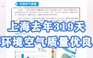 上海去年319天环境空气质量优良