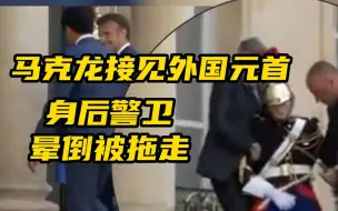 马克龙接见马达加斯加总统 警卫疑因天气太热晕倒