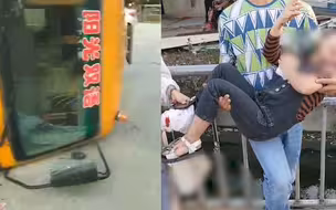 现场！广东汕头一辆幼儿园校车与客车相撞后发生侧翻 有学生受伤
