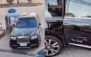 监控曝光！700万劳斯莱斯被三轮车撞了 车身刮痕严重维修费达20万