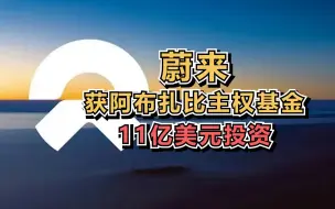 蔚来获阿布扎比主权基金11亿美元投资