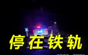 美警察执法时将车停在铁轨上，把嫌犯带上警车不久一列火车突然驶来
