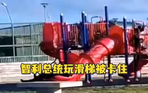 智利总统童心大发玩滑梯被卡住，“窘迫”视频社交平台上疯转