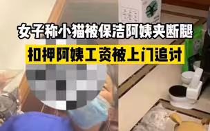 宠物猫被保洁阿姨夹断腿，客户扣留阿姨工资被上门追讨