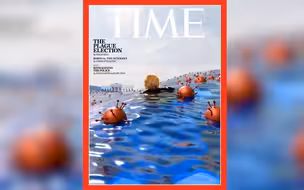 《时代》周刊新封面：新冠病毒“水淹”白宫 特朗普在海洋中漂荡