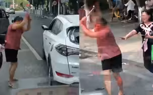 冲动了！女儿女婿行车时闹矛盾 丈母娘赶来挺女举锤砸车反划破脸