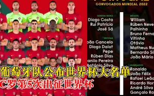 葡萄牙公布卡塔尔世界杯大名单， C罗第五次出征世界杯