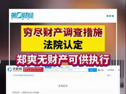穷尽财产调查措施 法院认定郑爽无财产可供执行