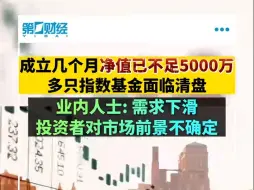 成立几个月净值已不足5000万，多只指基面临清盘