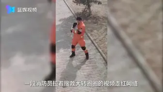 消防战士拉着搜救犬幸福地转圈圈走红网络 网友：好有爱！