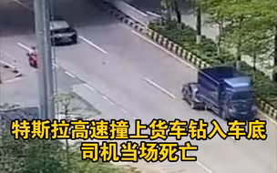 广东特斯拉高速撞上货车钻入车底，司机当场死亡