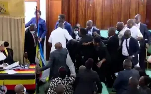乌干达议会上演“全武行”：现场几十人扭成一团 尖叫声不绝于耳