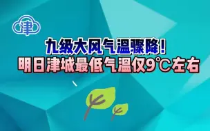 九级大风气温骤降！明日津城最低气温仅9℃左右