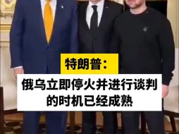 特朗普：俄乌立即停火并进行谈判的时机已经成熟