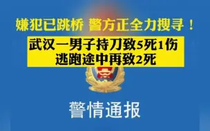 已跳桥，正搜寻！武汉一男子持刀致5死1伤 逃跑途中再致2死