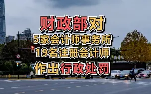 财政部对5家会计师事务所、19名注册会计师作出行政处罚