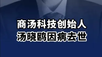 商汤科技创始人汤晓鸥因病去世