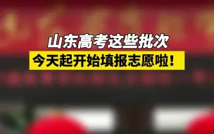 山东高考这批批次，今天起开始填报志愿啦！