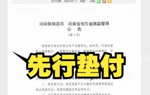河南对村镇银行客户本金开展先行垫付
