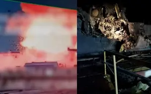 乌媒曝光疑似刻赤船厂俄舰遭导弹袭击画面：现场接连爆炸 碎屑四飞