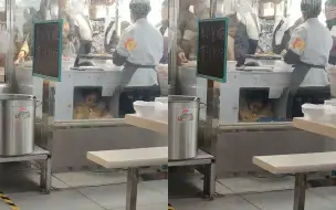 上面是生活，下面是未来！小女孩蜷缩在高校食堂柜台下乖乖写作业