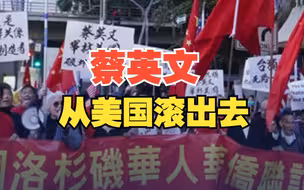 “从美国滚出去！” 洛杉矶华侨华人数百人抗议蔡英文“过境”美国