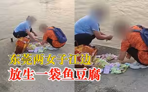 东莞两女子江边放生一袋鱼豆腐，水务局：巡查人员看到会劝阻