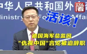 德国海军总监因“仇视中国”言论被迫辞职，赵立坚的话听懂了吗：活该！