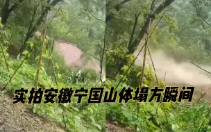 实拍安徽宁国山体塌方瞬间 泥石夹杂树木滚滚冲下砸垮房屋