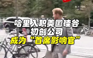 哈里找到新工作了，入职美国硅谷初创公司成为“首席影响官”