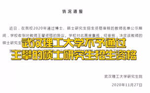 武汉理工大学：不予通过王攀的硕士研究生招生资格